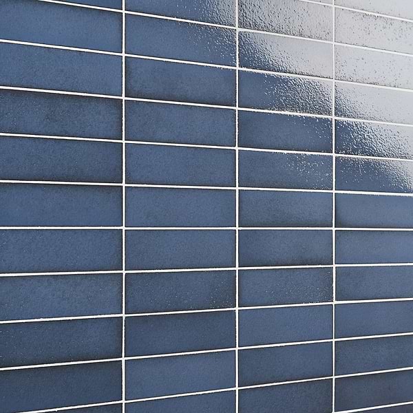 Color One Steel Blue 2x8 Glossy Lava Stone Tile