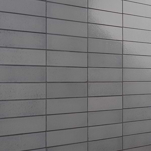 Color One Fossil Gray 2x8 Glossy Lava Stone Tile 