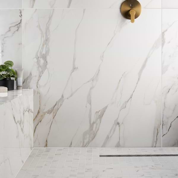 Minera Aurora Gold 48x48 Marble Look Polished Porcelain Tile