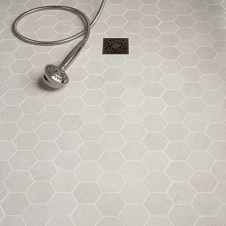 New Rock Perla White 3" Hex Limestone Look Matte Porcelain Mosaic Tile