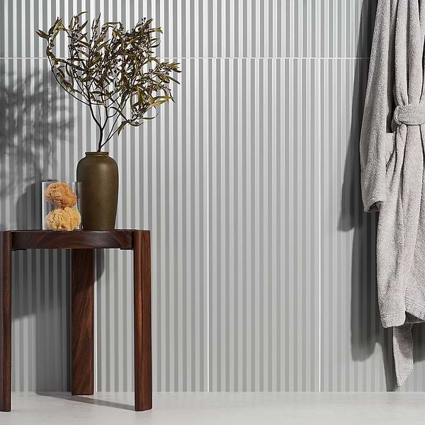 Mod Lunar Gray 12x36 3D Fluted Matte Ceramic Tile 