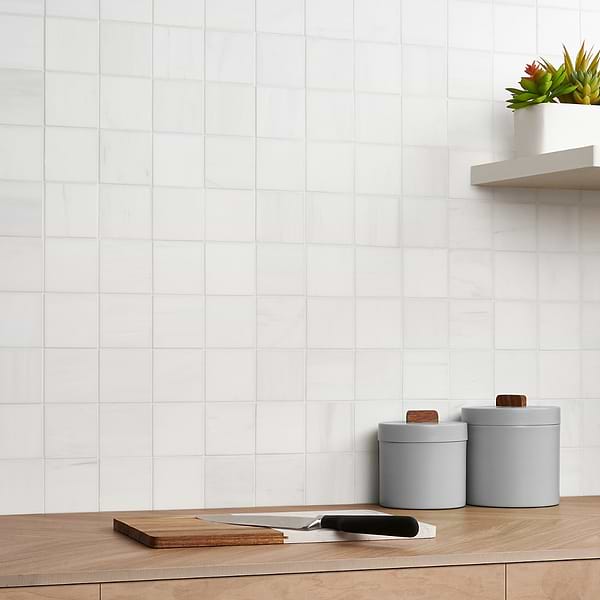 Bianco Dolomite White 3x3 Premium Honed Marble Mosaic Tile