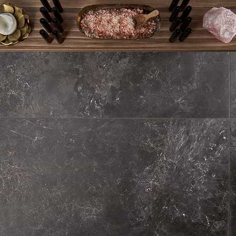 Marmo Perfetto Nero Black 24x48 Semi-Polished Porcelain Tile