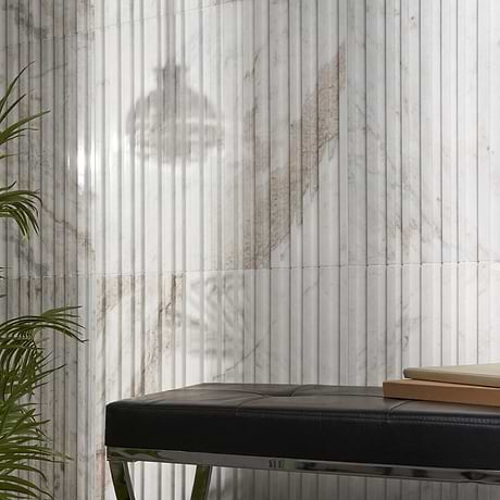 Stonework Barcode Alaska White 12x24 3D Polished Marble Tile