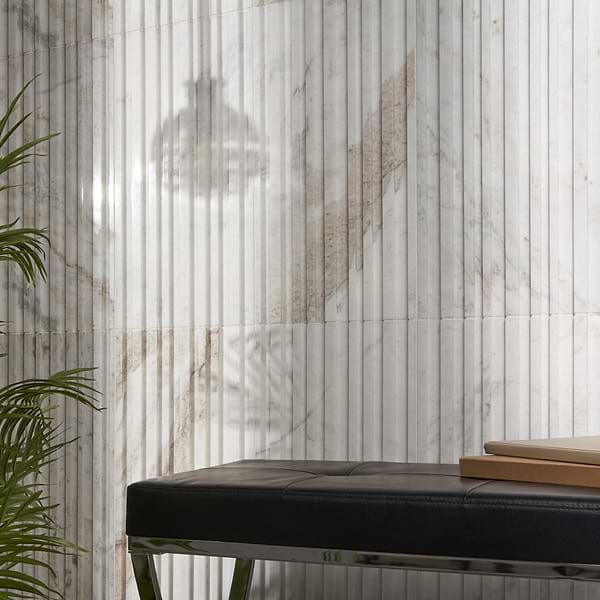 Stonework Barcode Alaska White 12x24 3D Polished Marble Tile