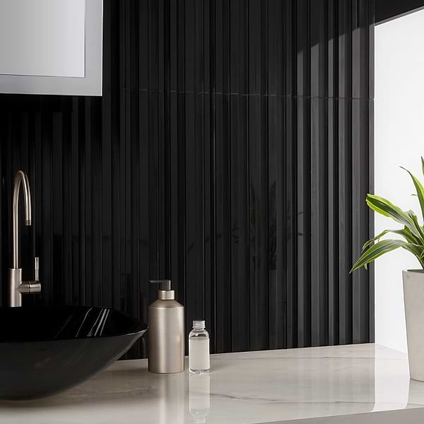Stonework Barcode Black Jade 12x24 Dimensional Polished Marble Tile