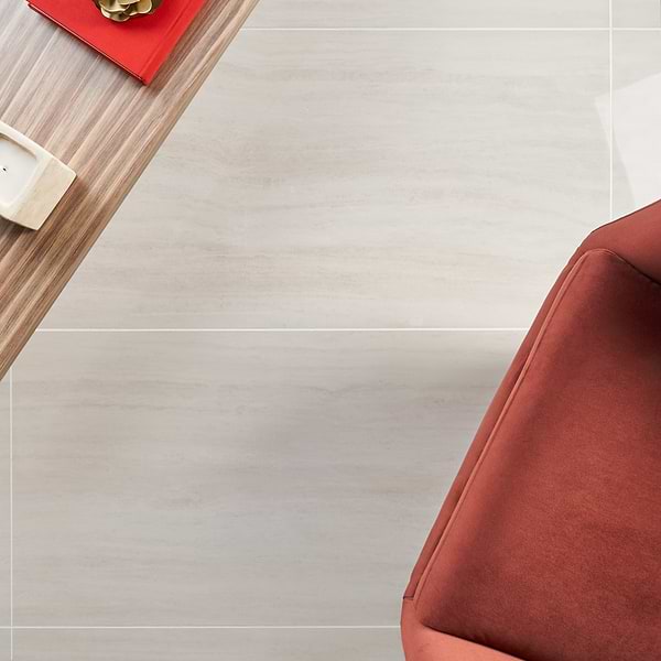 Nashville White 24x48 Travertine Look Polished Porcelain Tile