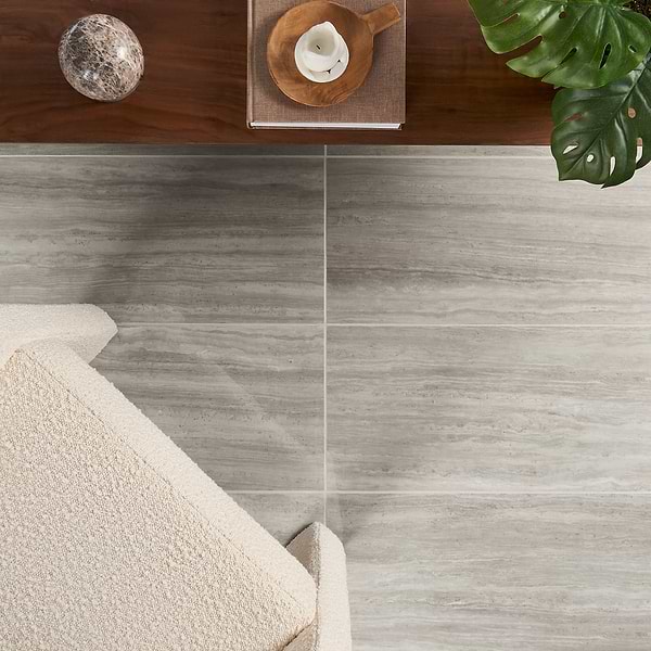 Nashville Gray 12x24 Travertine Look Polished Porcelain Tile