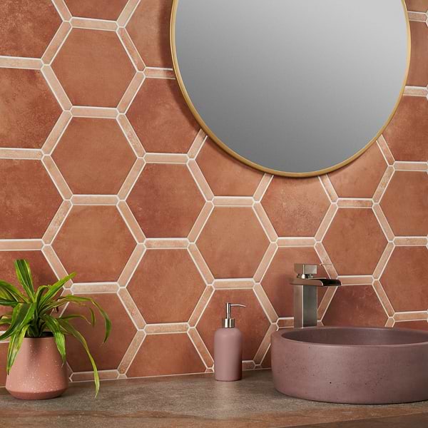 Sagon Terracotta Dark 9" Hexagon Matte Porcelain Tile