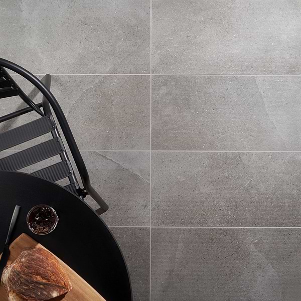 New Rock Fossil Dark Gray 12x24 Chiseled Limestone Look Matte Porcelain Tile 