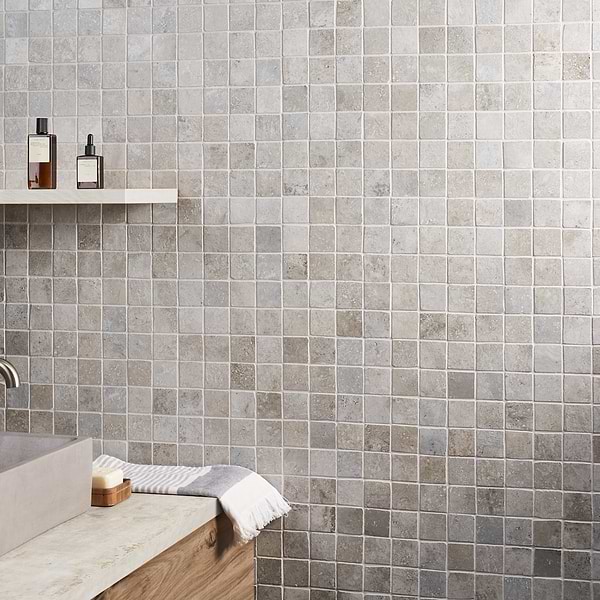 Seville Efeso Gray 2x2 Travertine Look Matte Porcelain Mosaic Tile