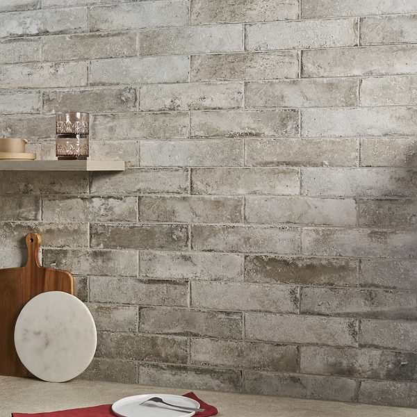 Sample-Seville Efeso Gray 3x12 Travertine Look Matte Porcelain Tile