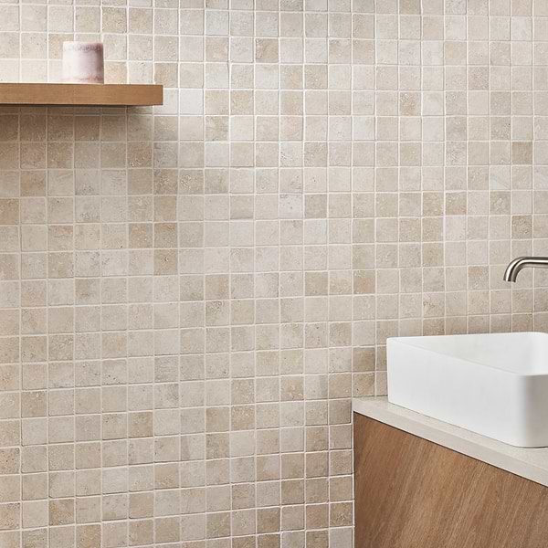 Seville Pergamo Beige 2x2 Travertine Look Matte Porcelain Mosaic Tile