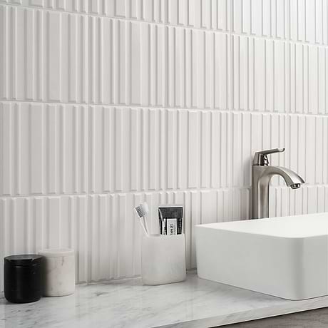 Sydney White 8x16 3D Glossy and Matte Mixed Finish Ceramic Tile