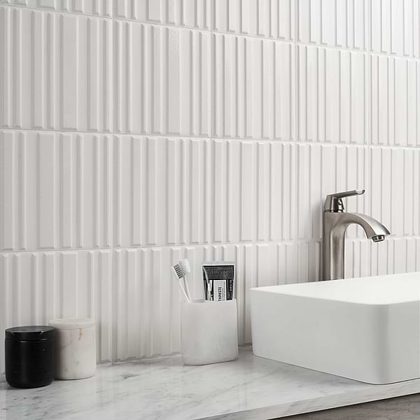 Sydney White 8x16 3D Glossy and Matte Mixed Finish Ceramic Tile