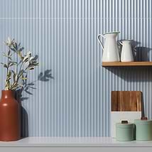 Mod Denim Blue 12x36 3D Fluted Matte Ceramic Tile 