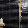 Wabi Sabi Coal Black 1.5x9 Glossy Ceramic Tile; in Black White Body Ceramic; for Backsplash, Bathroom Wall, Kitchen Wall, Shower Wall, Wall Tile; in Style Ideas Beach, Cottage, Craftsman, Mediterranean, Mid Century, Traditional, Transitional; released 2025; new, trends