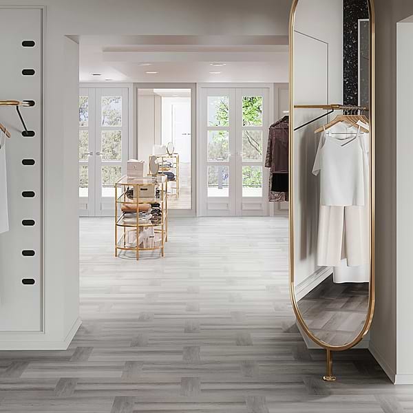 Stacy Garcia Fleetwood Parquet Silver Rigid Core Click 12x24 Luxury Vinyl Tile