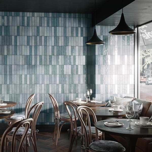 Color One Ocean Blend Blue 2x8 Cement and Lava Stone Tiles