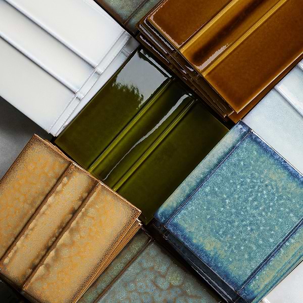 Kinro Moss Green 6x6 3D  Crackled Glossy Porcelain Tile in Green, View 5, open zoomed image