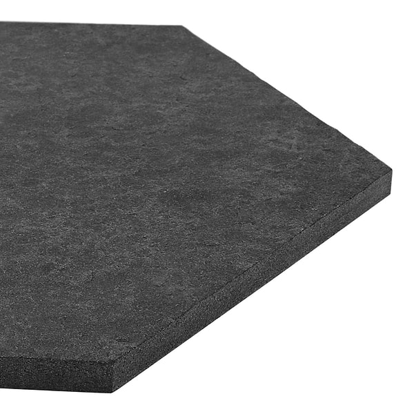 Pietra Basalt Black 10" Hexagon Flamed and Brushed Basalt Tile