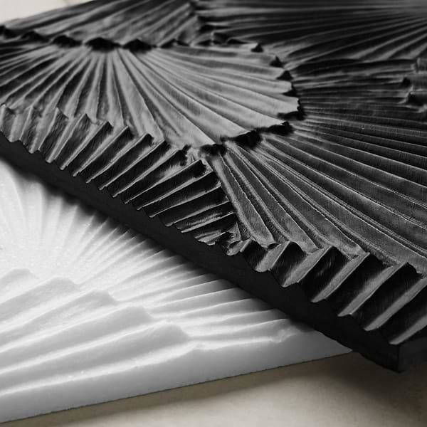 Okeanos Carved Black Jade 16x16 3D Honed Marble Tile