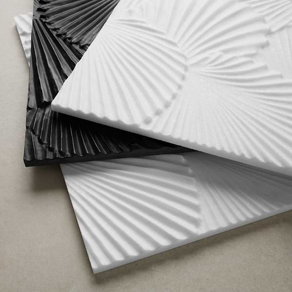 Okeanos Carved White Thassos 16x16 3D Honed Marble Tile
