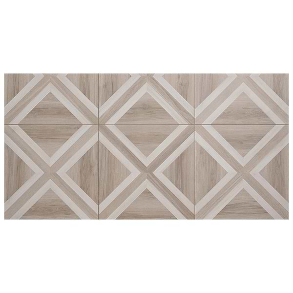 Marsai Modern Parquet Weathered & Light Oak 32x32 Wood Look Matte Porcelain Tile in Brown, View 6, open zoomed image