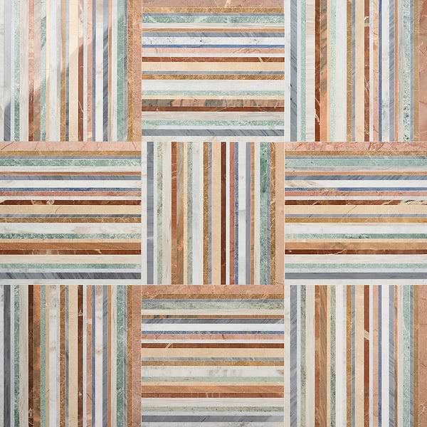 Isla Sunset Multicolor 16x16 Polished Marble Mosaic Tile