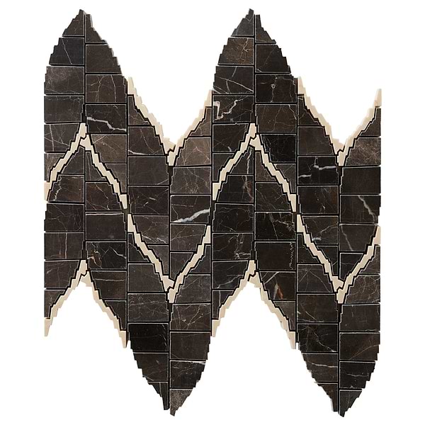 Ikara Saint Laurent Honed Waterjet Marble Mosaic Tile in Brown, Beige, View 6, open zoomed image