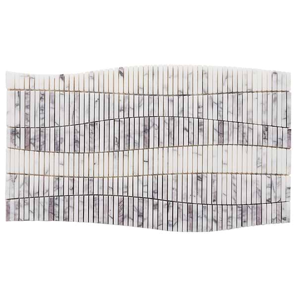 Ladera Lilac Honed Marble Wave Micro Mosaic Tile in White, Purple, View 6, open zoomed image
