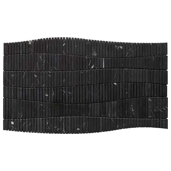 Ladera Nero Marquina Honed Marble Wave Micro Mosaic Tile in Black, View 6, open zoomed image