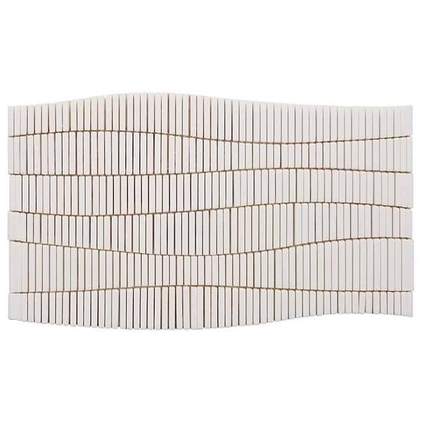 Ladera Thassos Honed Marble Wave Micro Mosaic Tile in White, View 7, open zoomed image