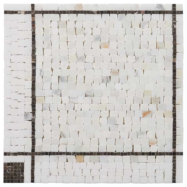 Lattica Calacatta Gold Polished Marble Micro Mosaic Tile in White, Black, View 6, open zoomed image