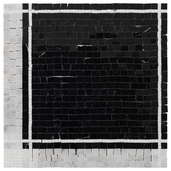Lattica Nero Marquina Polished Marble Micro Mosaic Tile in Black, White, View 6, open zoomed image