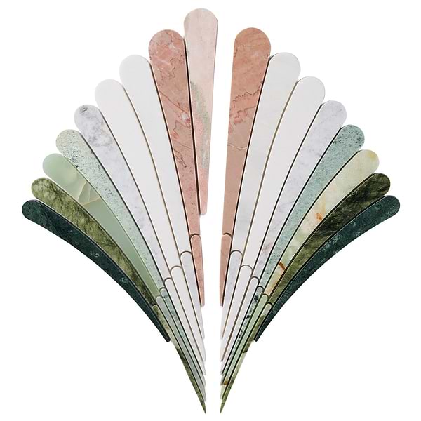Fierra Flamingo Multicolor 11x24 Fan Polished Waterjet Marble Mosaic Tile