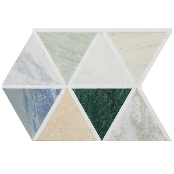 Valerie Multicolor 6" Triangle Polished Marble Mosaic Tile in Multicolor, View 6, open zoomed image