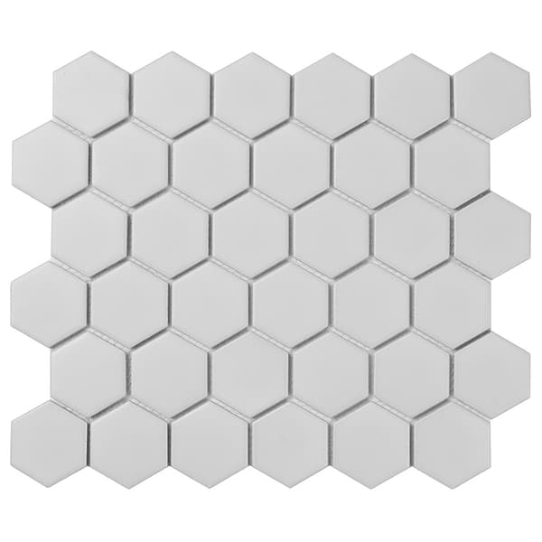 Serenity White 2" Hexagon Matte Porcelain Mosaic Tile
