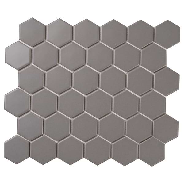 Serenity Dark Gray 2" Hexagon Matte Porcelain Mosaic Tile