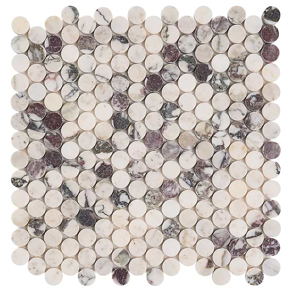 Calacatta Viola Premium 1" Penny Round Honed Marble Mosaic Tile