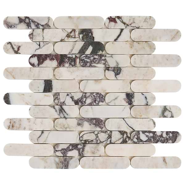 Calacatta Viola Premium 1x4 Pill Honed Marble Mosaic Tile