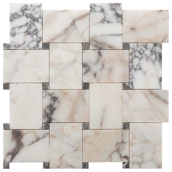 Calacatta Monet 2x3 Basketweave Honed Marble Mosaic Tile