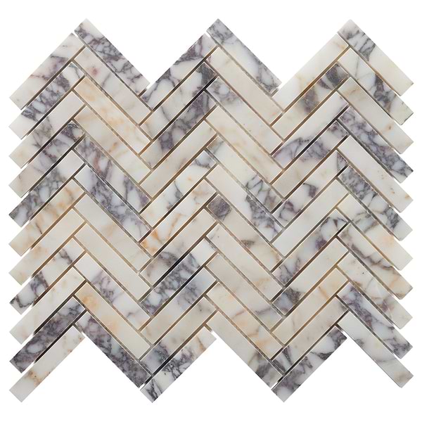 Calacatta Monet 1x3 Herringbone Honed Marble Mosaic Tile