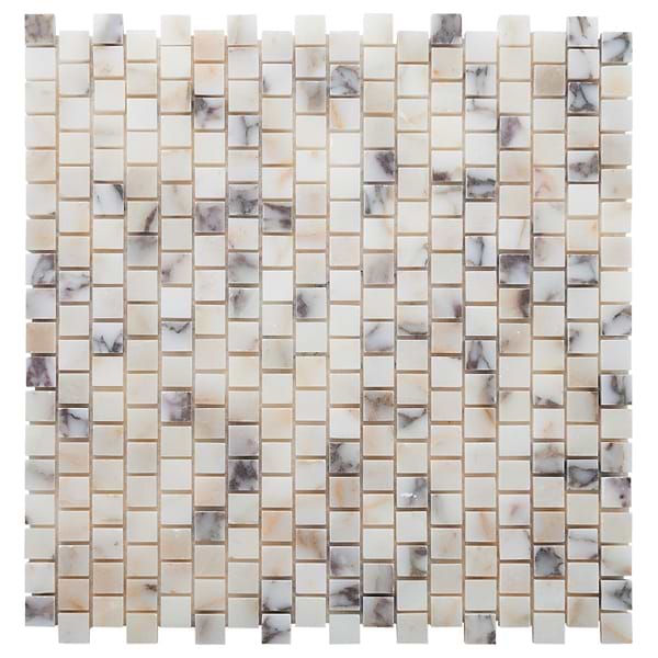 Calacatta Monet 1x1 Offset Honed Marble Mosaic Tile
