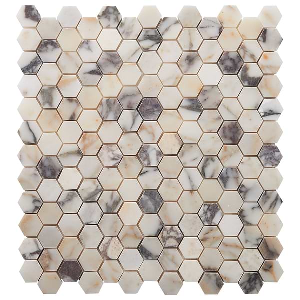 Calacatta Monet 1" Hexagon Honed Marble Mosaic Tile