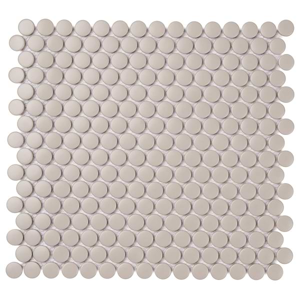 Serenity Taupe Gray 1" Penny Round Matte Porcelain Mosaic Tile