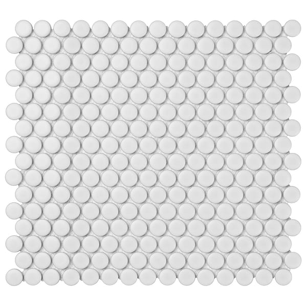 Serenity White 1" Penny Round Matte Porcelain Mosaic Tile