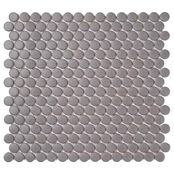Serenity Dark Gray 1" Penny Round Matte Porcelain Mosaic Tile