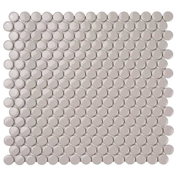 Serenity Taupe Gray 1" Penny Round Polished Porcelain Mosaic Tile