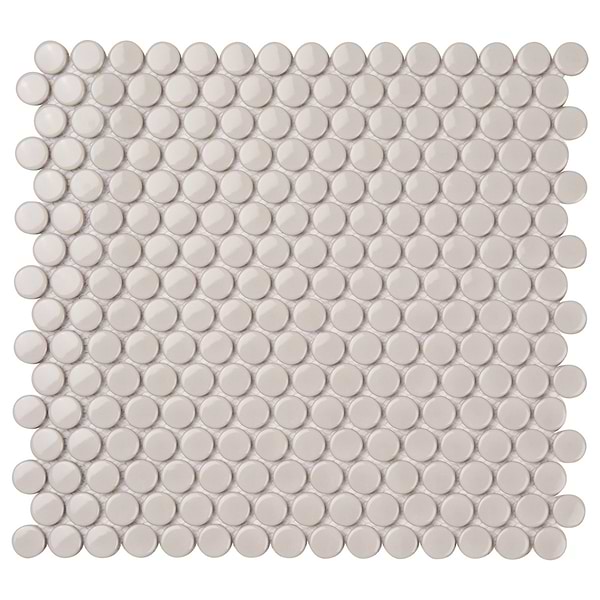 Serenity Pearl Beige 1" Penny Round Polished Porcelain Mosaic Tile